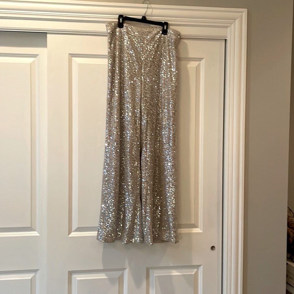 Banana Republic wide leg sequin pants - light pink size M.  NWT